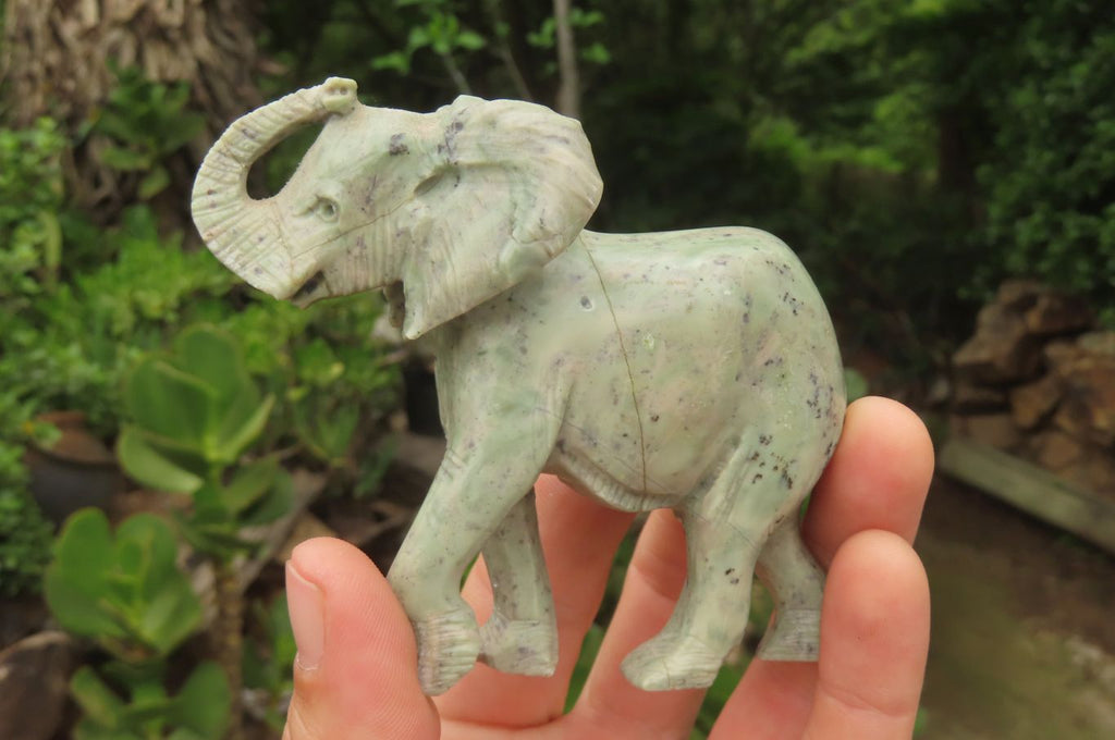 Polished Butter Jade African Elephant Carving - sold per item - From South Africa - Toprock Gemstones and Minerals 