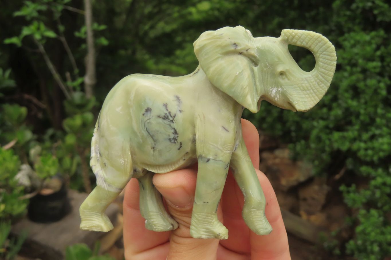 Polished Butter Jade African Elephant Carving - sold per item - From South Africa - Toprock Gemstones and Minerals 