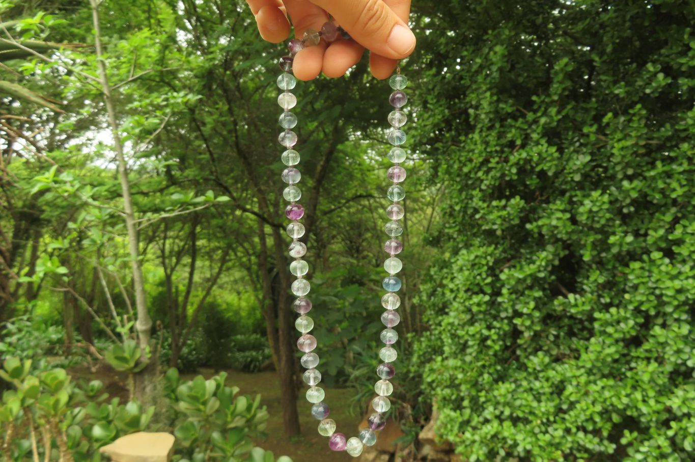 Polished Watermelon Fluorite Beaded Necklace - Sold Per Item - From Namibia - Toprock Gemstones and Minerals 