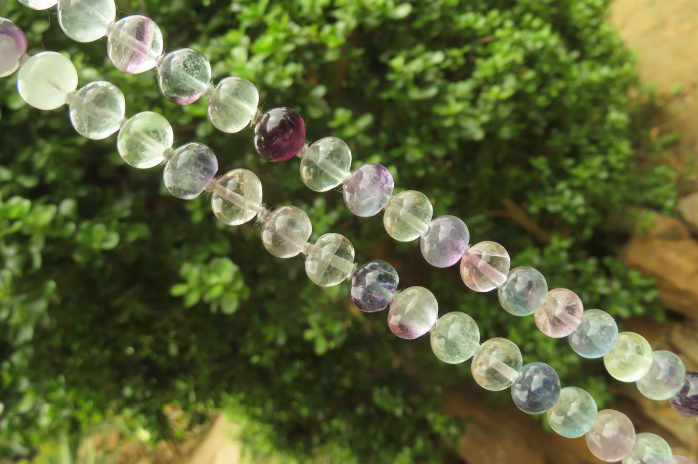 Polished Watermelon Fluorite Beaded Necklace - Sold Per Item - From Namibia - Toprock Gemstones and Minerals 