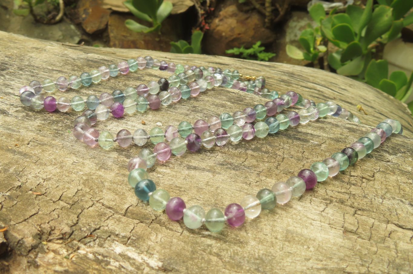 Polished Watermelon Fluorite Beaded Necklace - Sold Per Item - From Namibia - Toprock Gemstones and Minerals 