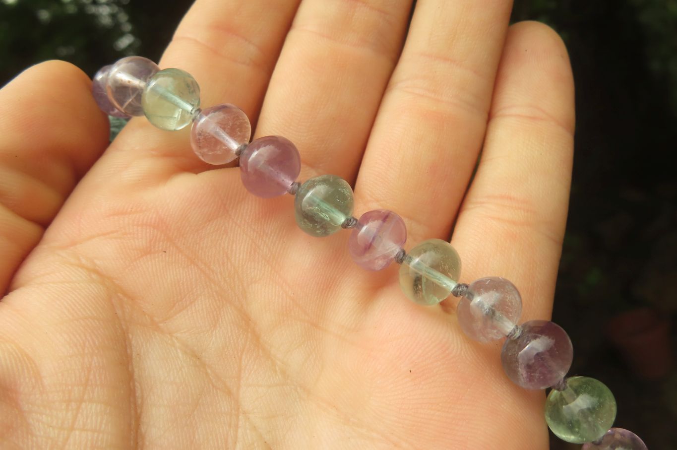 Polished Watermelon Fluorite Beaded Necklace - Sold Per Item - From Namibia - Toprock Gemstones and Minerals 