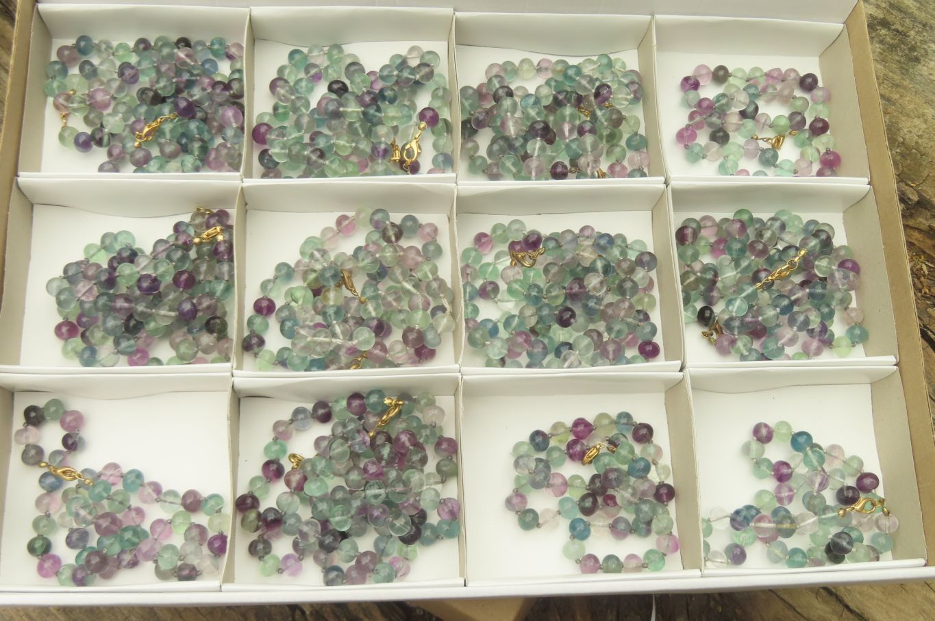 Polished Watermelon Fluorite Beaded Necklace - Sold Per Item - From Namibia - Toprock Gemstones and Minerals 