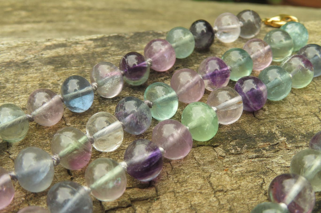 Polished Watermelon Fluorite Beaded Necklace - Sold Per Item - From Namibia - Toprock Gemstones and Minerals 