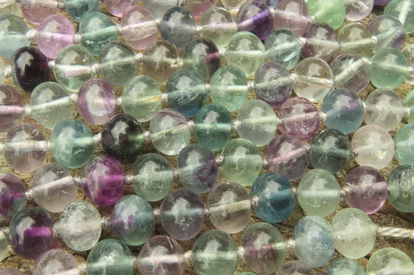 Polished Watermelon Fluorite Beaded Necklace - Sold Per Item - From Namibia - Toprock Gemstones and Minerals 