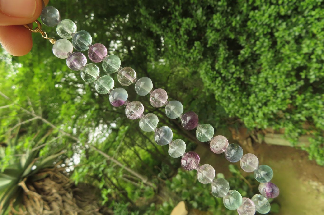 Polished Watermelon Fluorite Beaded Necklace - Sold Per Item - From Namibia - Toprock Gemstones and Minerals 