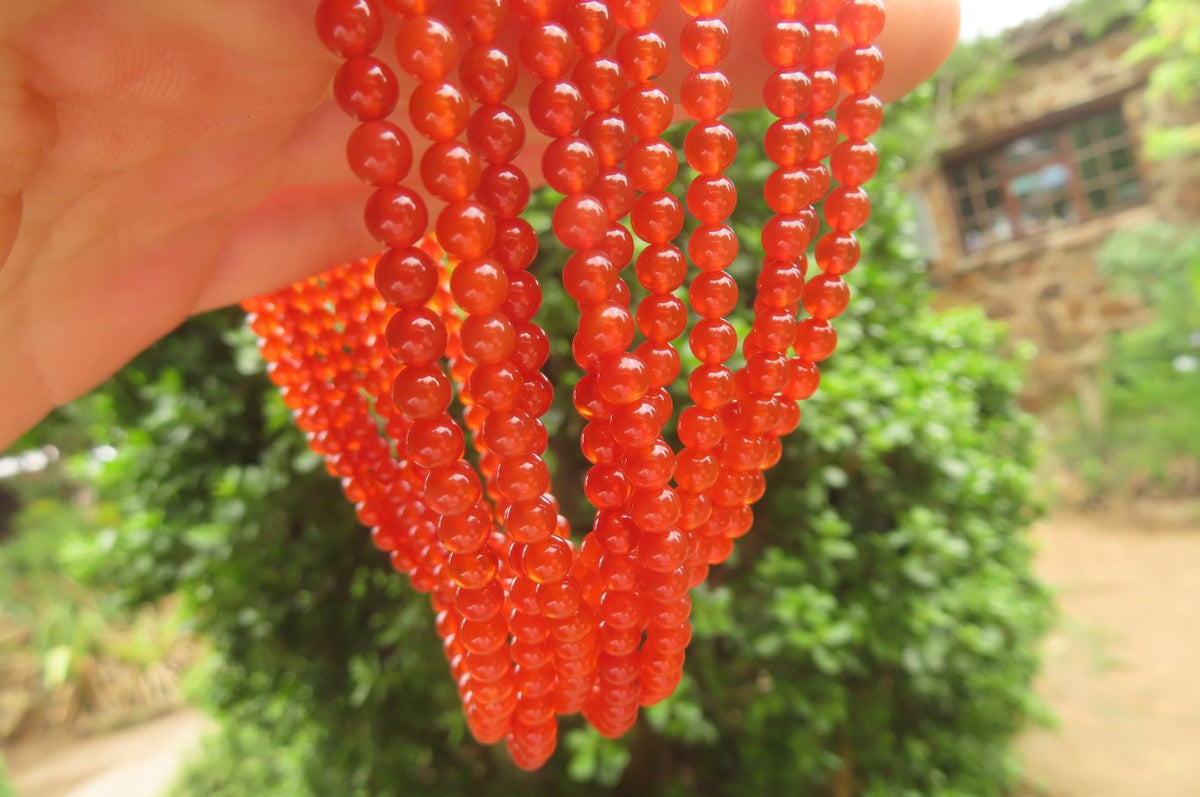 Polished Carnelian Agate Beaded Necklace - Sold per Item - From Brazil - Toprock Gemstones and Minerals 