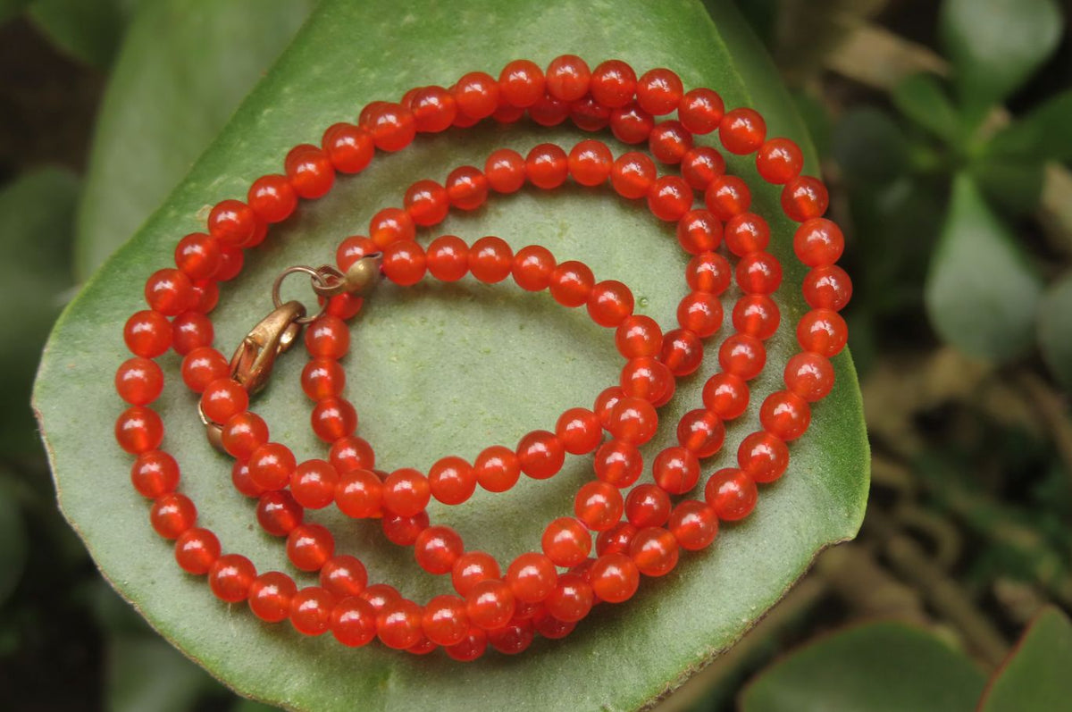 Polished Carnelian Agate Beaded Necklace - Sold per Item - From Brazil - Toprock Gemstones and Minerals 