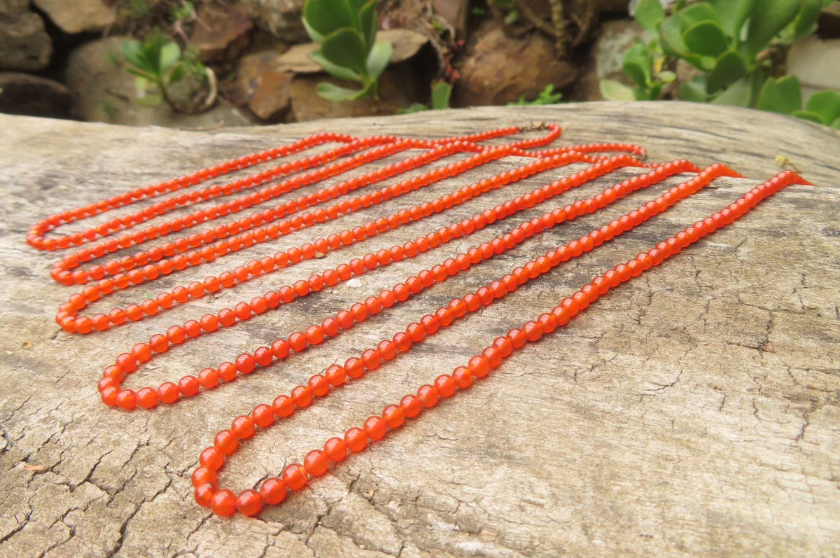 Polished Carnelian Agate Beaded Necklace - Sold per Item - From Brazil - Toprock Gemstones and Minerals 