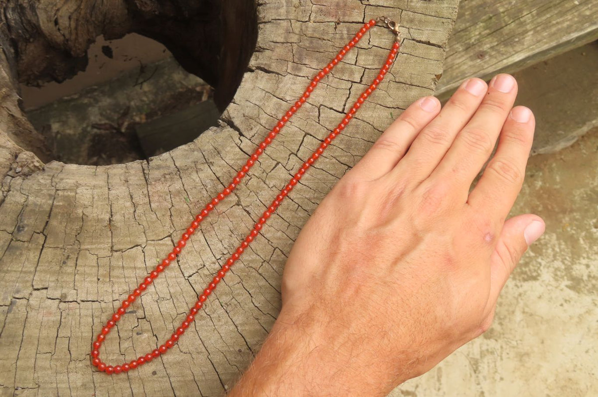 Polished Carnelian Agate Beaded Necklace - Sold per Item - From Brazil - Toprock Gemstones and Minerals 