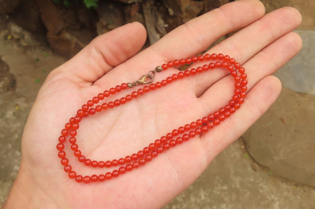 Polished Carnelian Agate Beaded Necklace - Sold per Item - From Brazil - Toprock Gemstones and Minerals 
