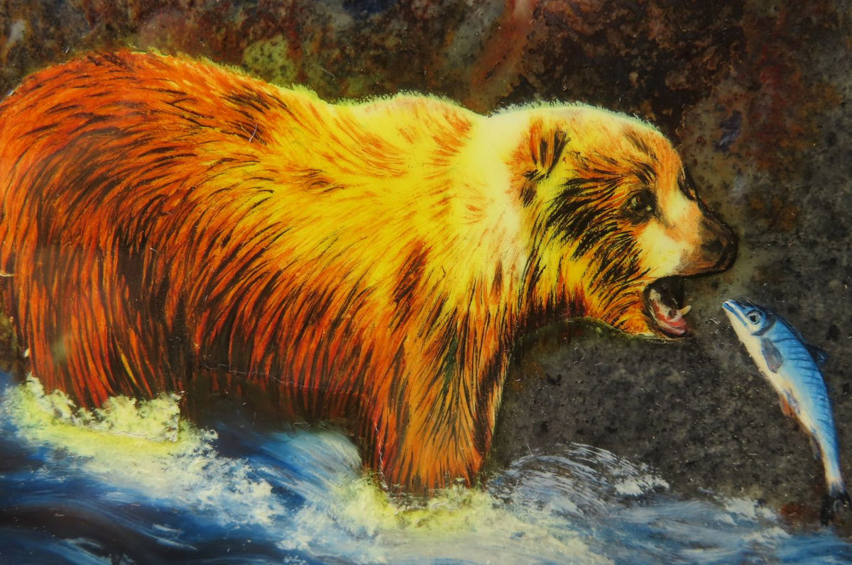 Hand Made Bear Decoupage Stone Slabs x 3 From Southern Africa - Toprock Gemstones and Minerals 