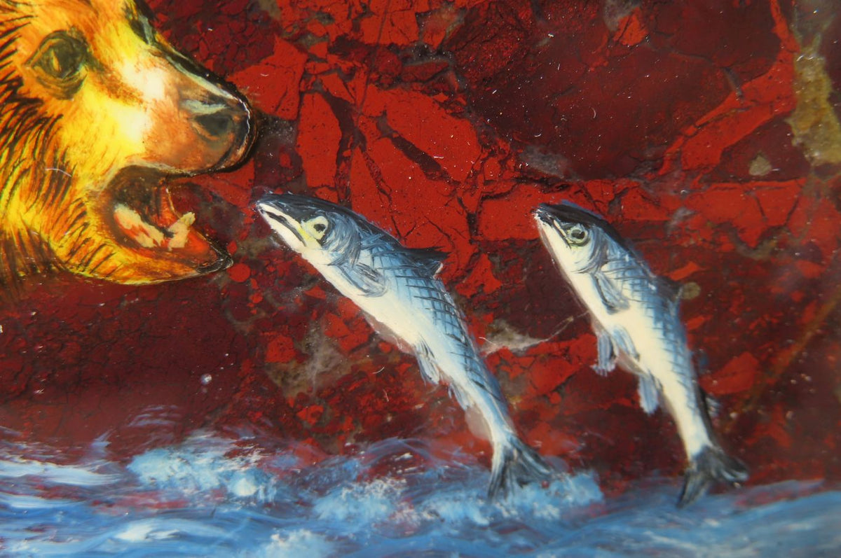 Hand Made Bear Decoupage Stone Slabs x 3 From Southern Africa - Toprock Gemstones and Minerals 