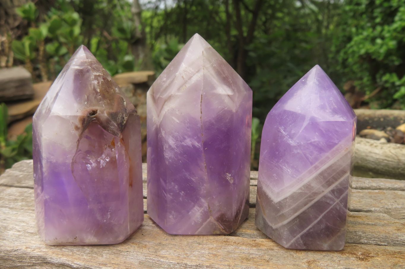 Polished Chevron Amethyst Points x 6 From Madagascar - Toprock Gemstones and Minerals 