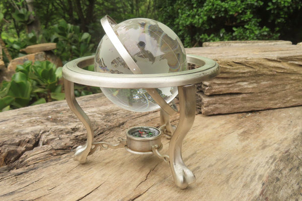 Polished Lead Glass World Globe x 1 From China