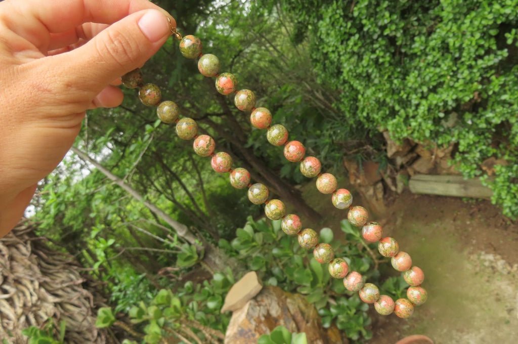Polished Unakite Beaded Necklace - Sold Per Item - From South Africa - Toprock Gemstones and Minerals 
