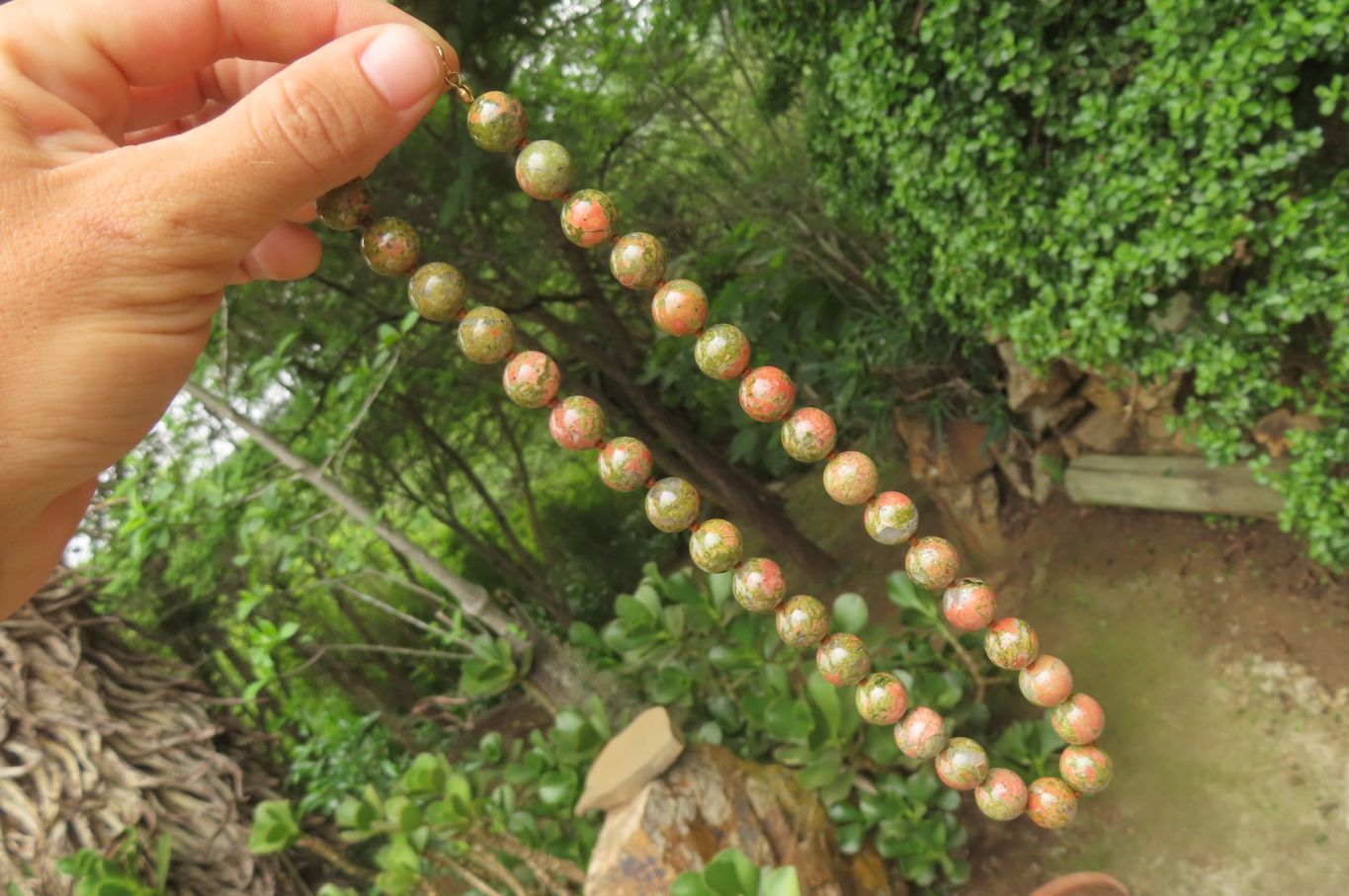 Polished Unakite Beaded Necklace - Sold Per Item - From South Africa - Toprock Gemstones and Minerals 