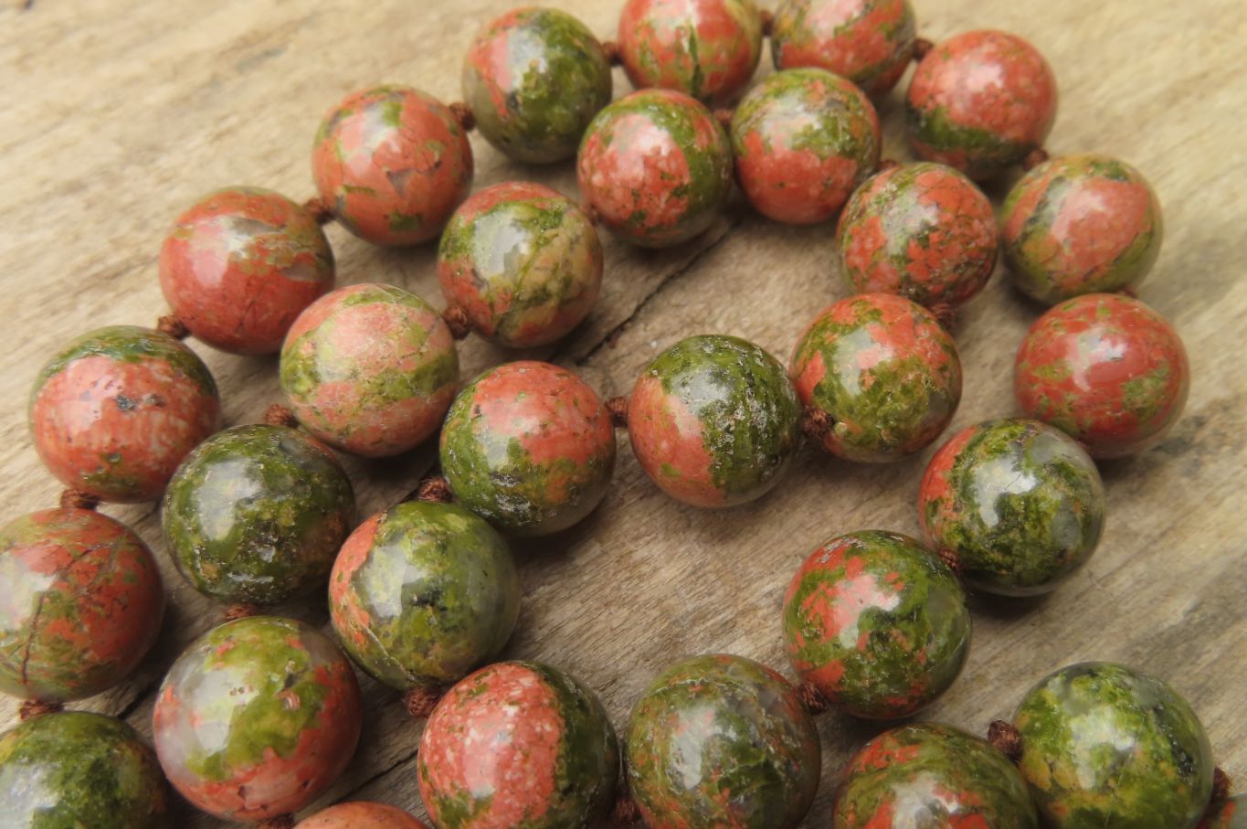 Polished Unakite Beaded Necklace - Sold Per Item - From South Africa - Toprock Gemstones and Minerals 