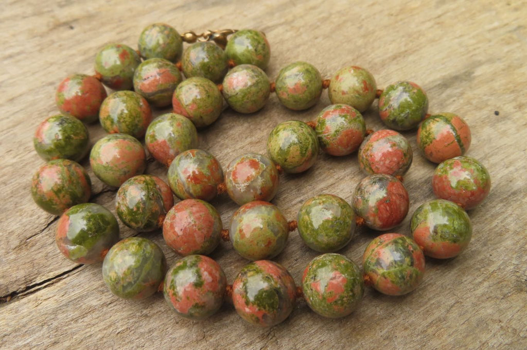 Polished Unakite Beaded Necklace - Sold Per Item - From South Africa - Toprock Gemstones and Minerals 