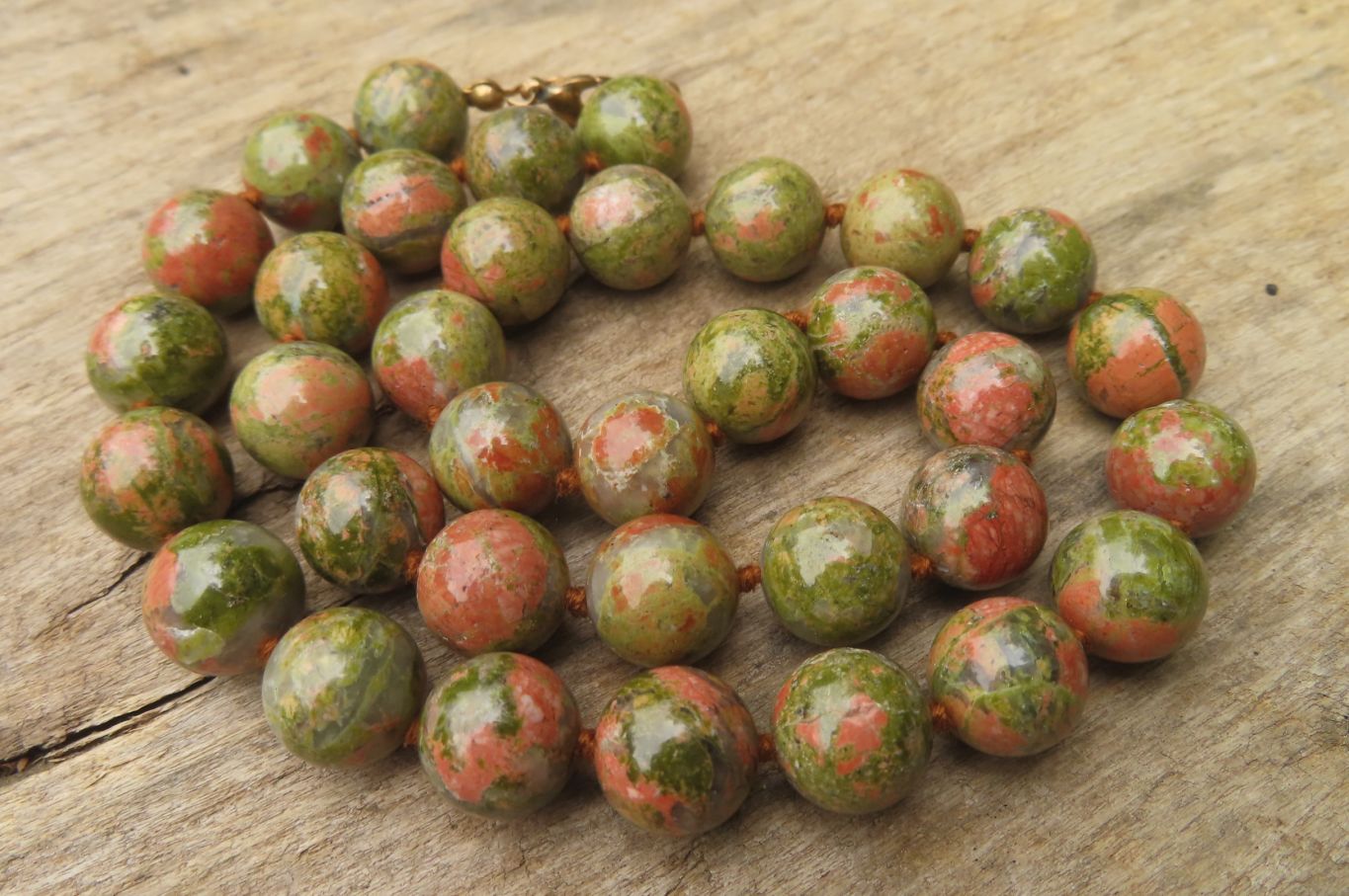 Polished Unakite Beaded Necklace - Sold Per Item - From South Africa - Toprock Gemstones and Minerals 