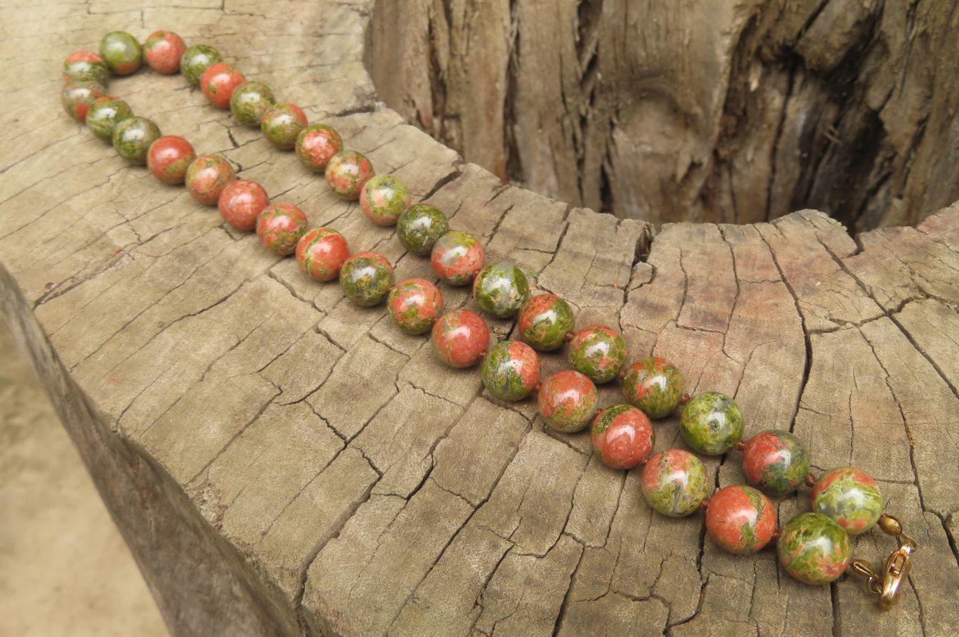Polished Unakite Beaded Necklace - Sold Per Item - From South Africa - Toprock Gemstones and Minerals 