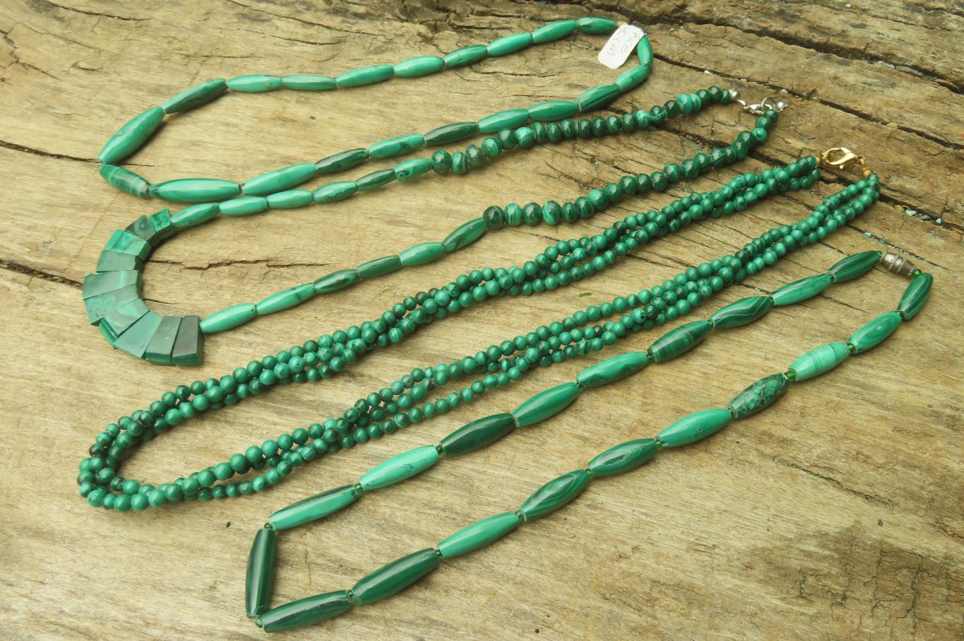 Hand Made Malachite Bead Necklaces x 4 From Congo - Toprock Gemstones and Minerals 