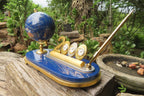 Hand Made Lapis Lazuli World Globe Clock x 1 From China - Toprock Gemstones and Minerals 