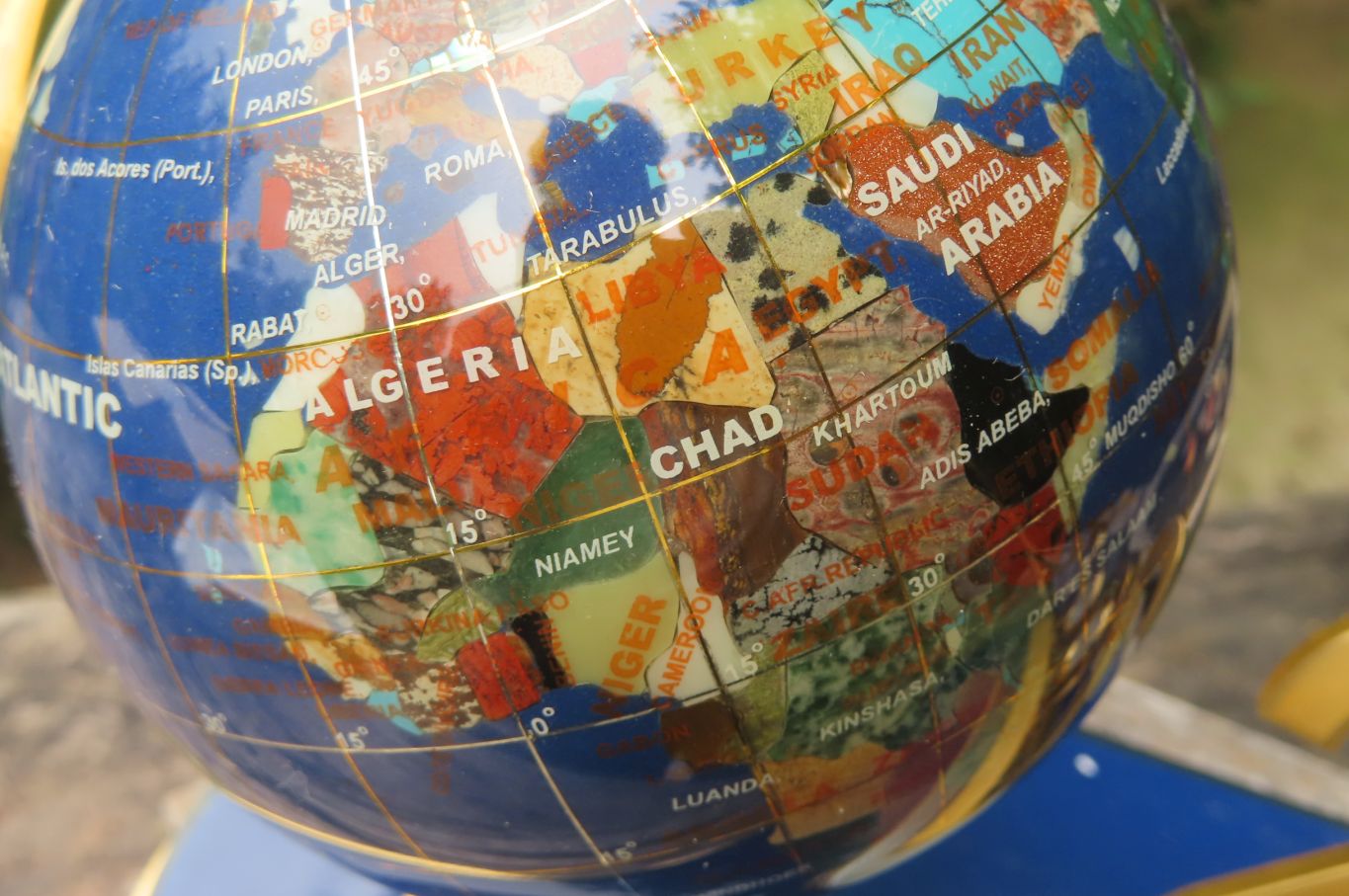 Hand Made Lapis Lazuli World Globe Clock x 1 From China - Toprock Gemstones and Minerals 