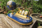 Hand Made Lapis Lazuli World Globe Clock x 1 From China - Toprock Gemstones and Minerals 