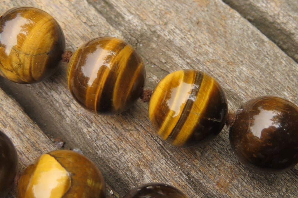 Polished Golden Tigers Eye Bead Necklaces - Sold Per Item - From South Africa - Toprock Gemstones and Minerals 