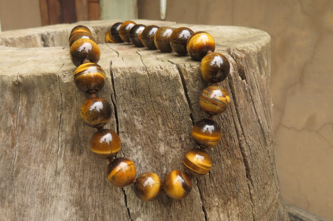 Polished Golden Tigers Eye Bead Necklaces - Sold Per Item - From South Africa - Toprock Gemstones and Minerals 