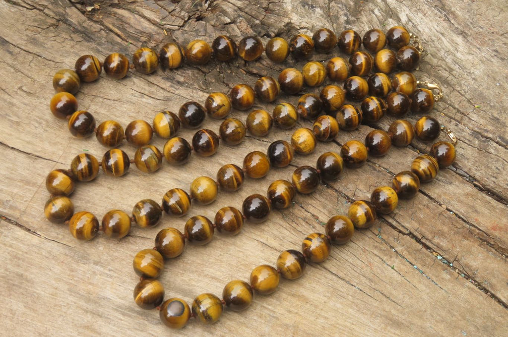 Polished Golden Tigers Eye Bead Necklaces - Sold Per Item - From South Africa - Toprock Gemstones and Minerals 