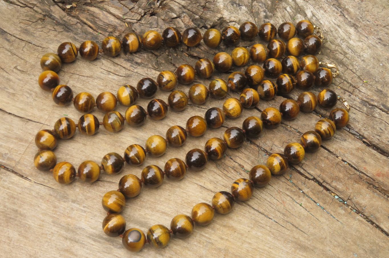 Polished Golden Tigers Eye Bead Necklaces - Sold Per Item - From South Africa - Toprock Gemstones and Minerals 