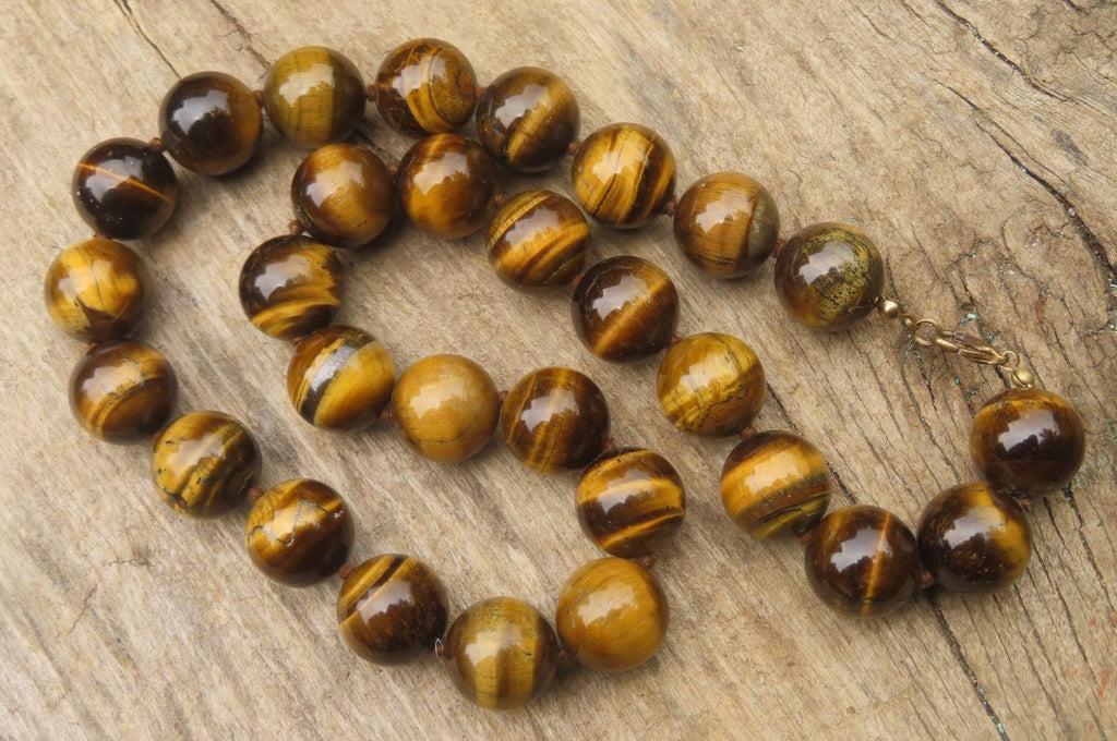 Polished Golden Tigers Eye Bead Necklaces - Sold Per Item - From South Africa - Toprock Gemstones and Minerals 