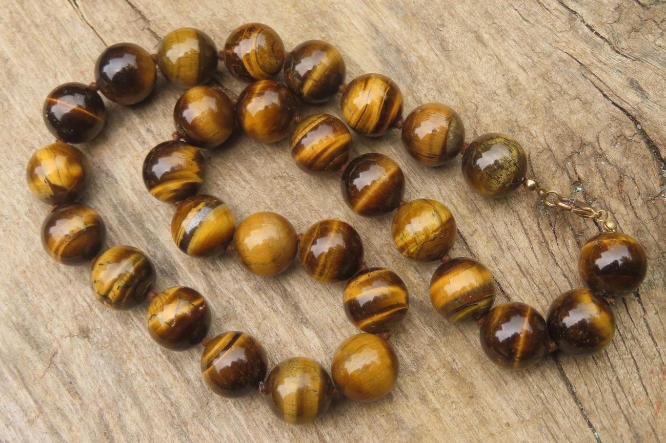 Polished Golden Tigers Eye Bead Necklaces - Sold Per Item - From South Africa - Toprock Gemstones and Minerals 