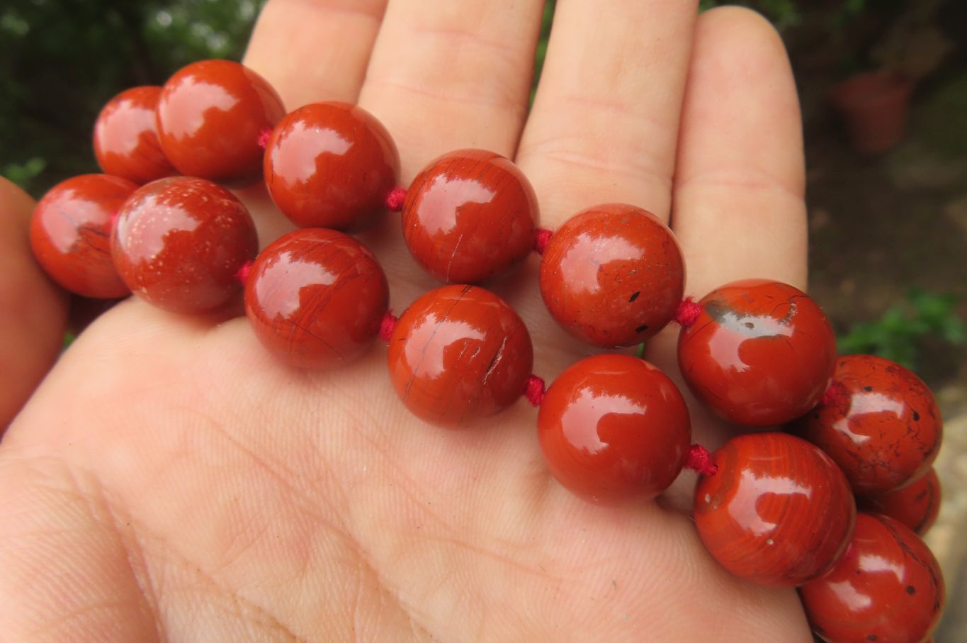Polished Red Jasper Bead Necklace - Sold Per Item - From South Africa - Toprock Gemstones and Minerals 
