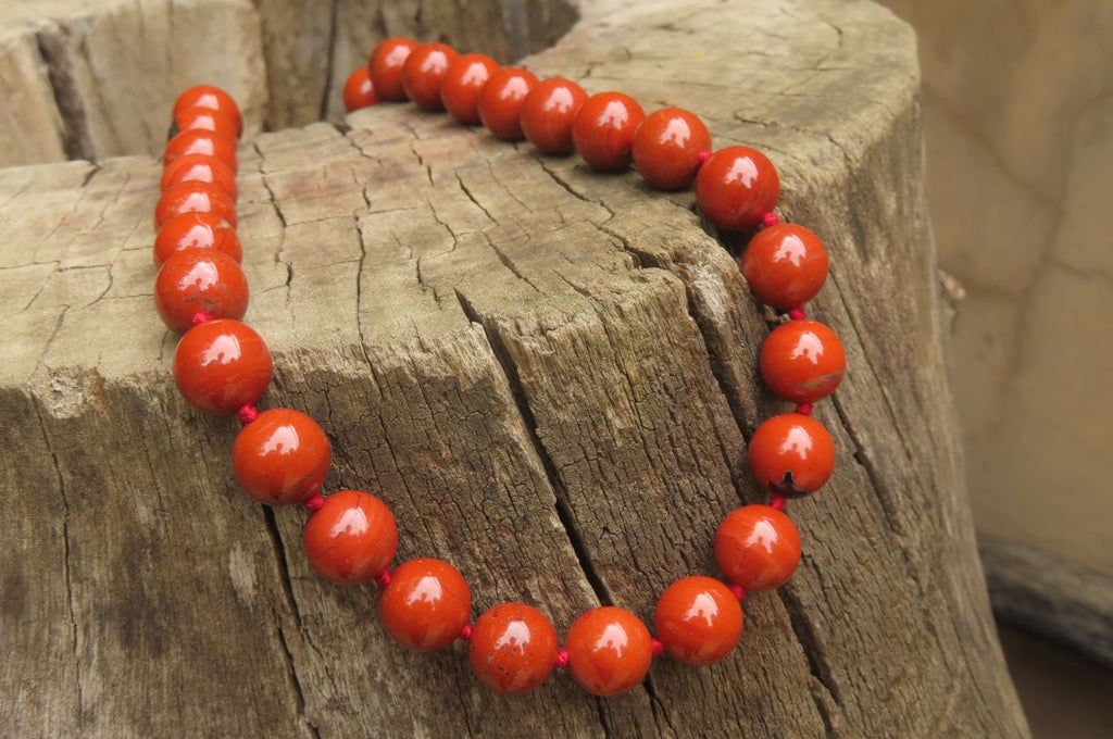 Polished Red Jasper Bead Necklace - Sold Per Item - From South Africa - Toprock Gemstones and Minerals 