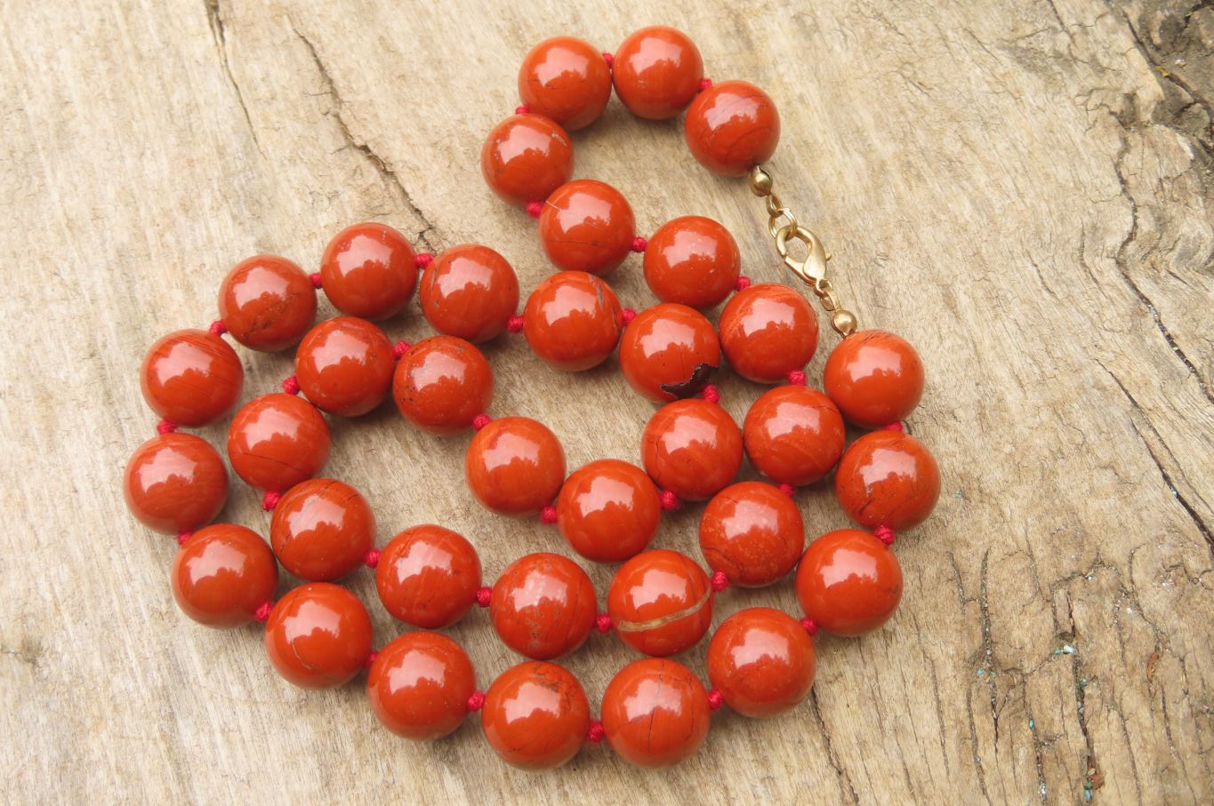 Polished Red Jasper Bead Necklace - Sold Per Item - From South Africa - Toprock Gemstones and Minerals 
