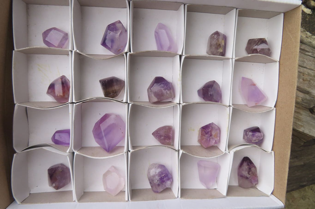 Polished Smokey Amethyst Quartz Crystals x 20 From Akansobe, Madagascar - Toprock Gemstones and Minerals 
