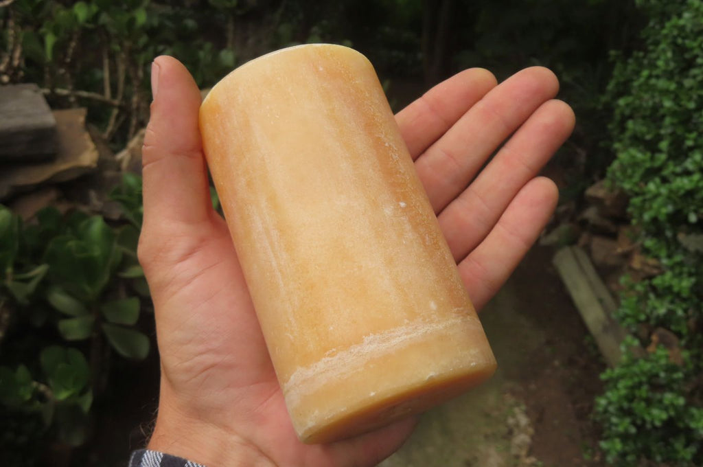 Hand Made Orange Calcite Candle Holders x 2 From Southern Africa - Toprock Gemstones and Minerals 