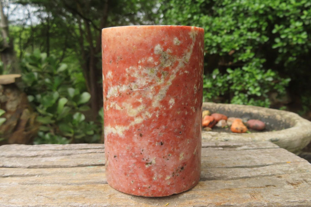 Hand Made Orange Calcite Candle Holders x 2 From Southern Africa - Toprock Gemstones and Minerals 