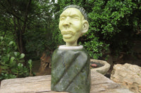 Hand Made Traditional African Man Bust Sculpture x 1 From Zimbabwe