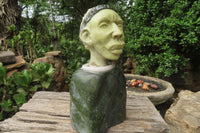 Hand Made Traditional African Man Bust Sculpture x 1 From Zimbabwe