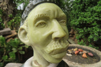 Hand Made Traditional African Man Bust Sculpture x 1 From Zimbabwe