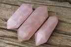 Polished Double Terminated Rose Quartz Points x 3 From Ambatondrazaka, Madagascar - Toprock Gemstones and Minerals 
