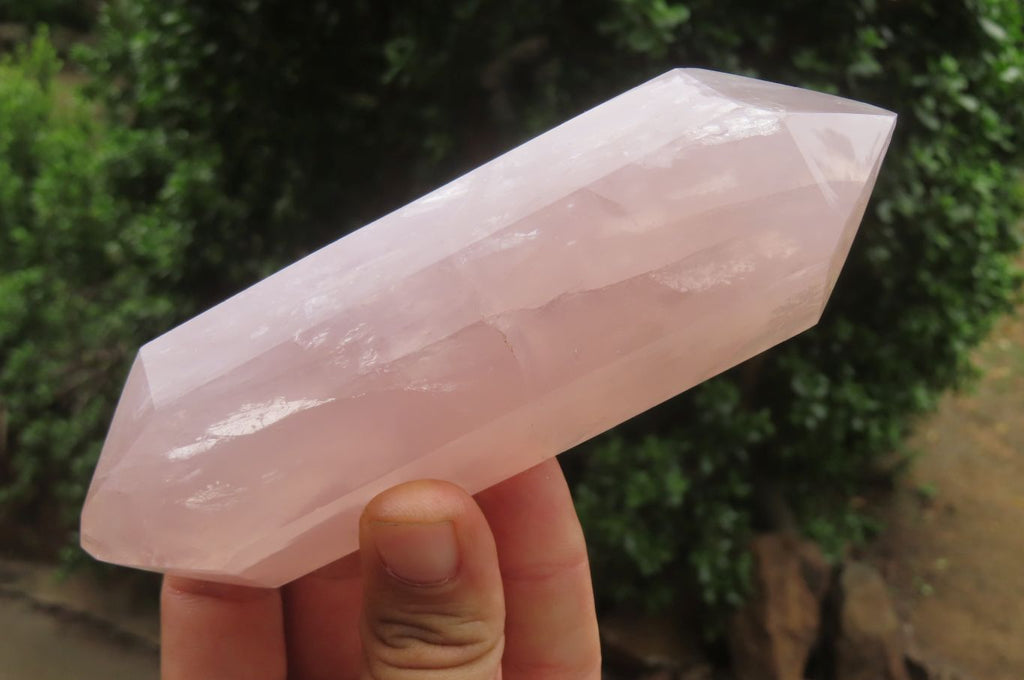 Polished Double Terminated Rose Quartz Points x 3 From Ambatondrazaka, Madagascar - Toprock Gemstones and Minerals 
