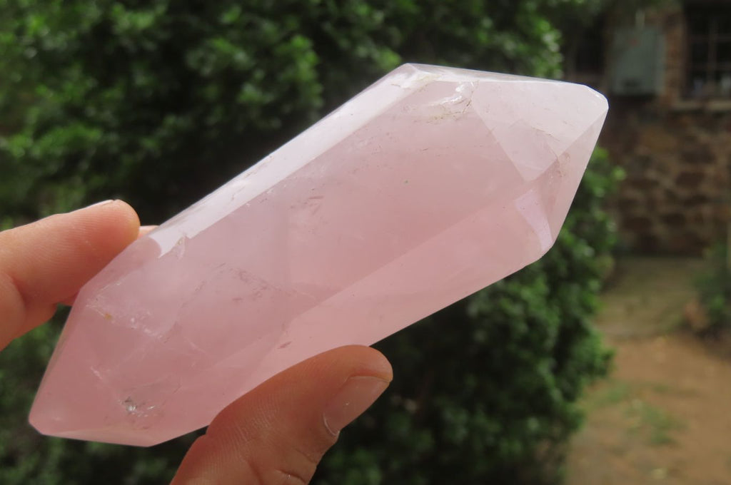 Polished Double Terminated Rose Quartz Points x 3 From Ambatondrazaka, Madagascar - Toprock Gemstones and Minerals 