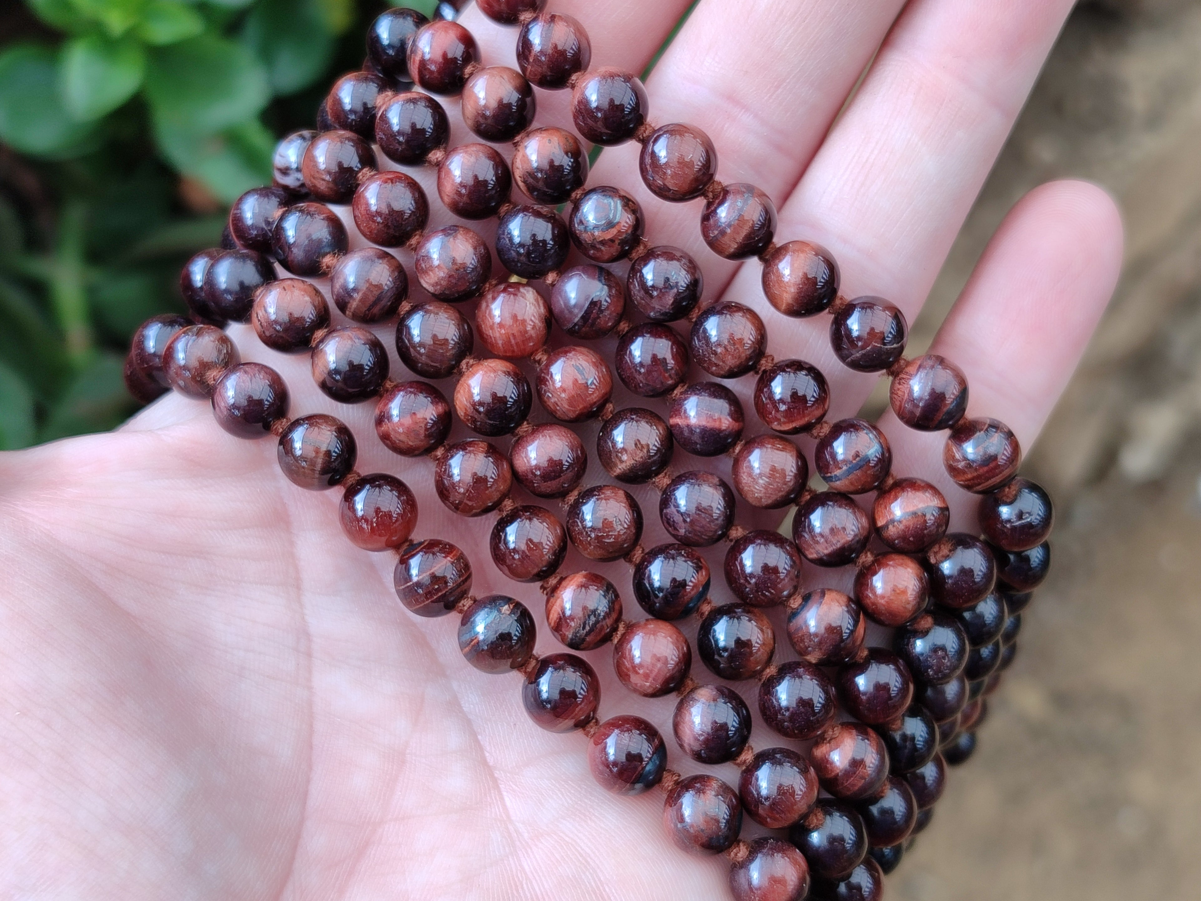 Polished Red Tigers Eye Bead Necklaces - Sold Per Item - From South Africa - Toprock Gemstones and Minerals 