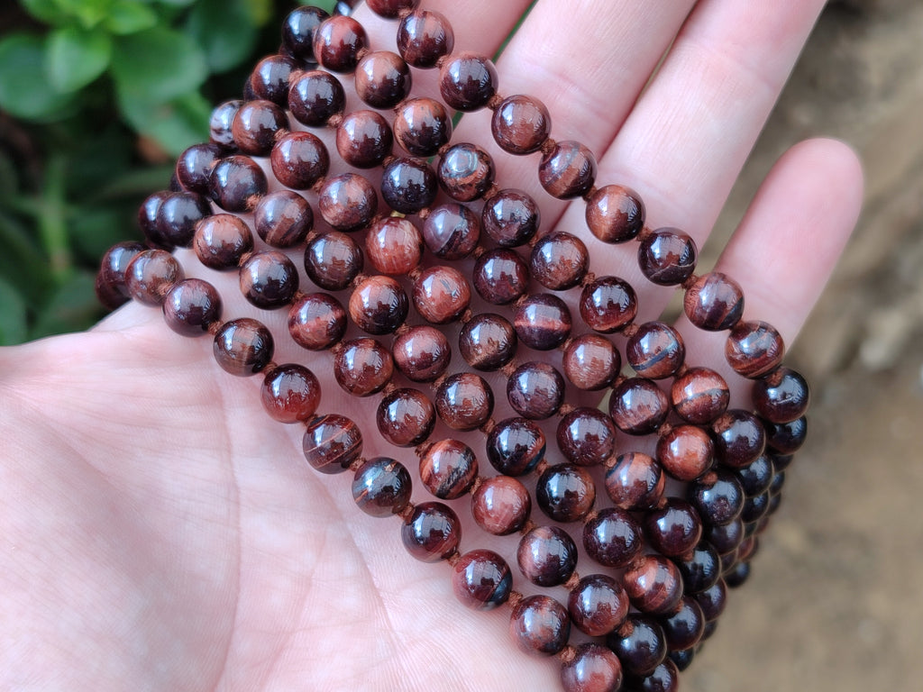Polished Red Tigers Eye Bead Necklaces - Sold Per Item - From South Africa - Toprock Gemstones and Minerals 