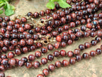 Polished Red Tigers Eye Bead Necklaces - Sold Per Item - From South Africa - Toprock Gemstones and Minerals 